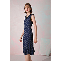 Viscose Dress with Lace Shoulder