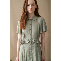 VIscose Ruffle Sleeve Dress