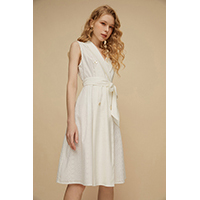 Linen Tie Waist A-line Dress