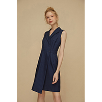 Cotton Strip Collared Dress