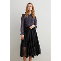 Recycled Polyester Ruffle Sleeve Shirt